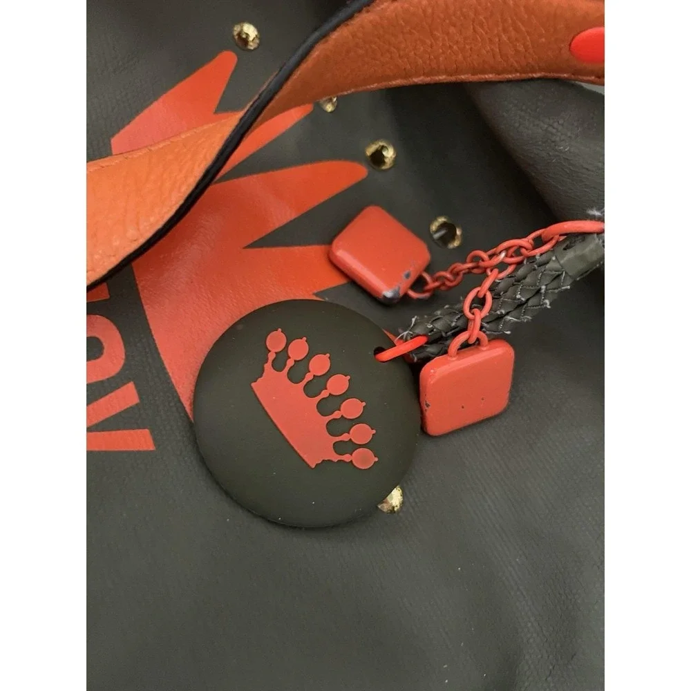 Vintage Juicy Couture Neon Orange & Olive Green Oversized Tote Bag Bows